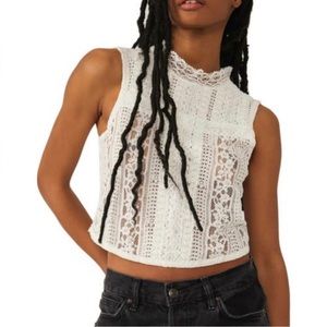 White Mock Neck Free People Tank
